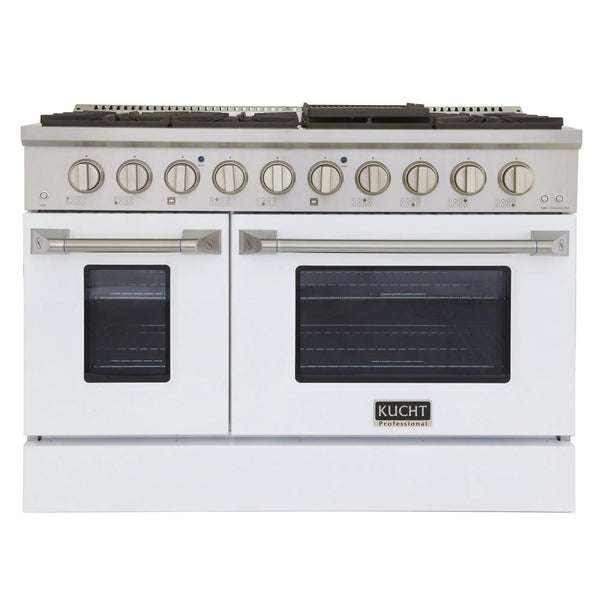 Kucht 48" Propane Range in Stainless Steel, White Doors, KNG481/LP-W, photo 2 of 24