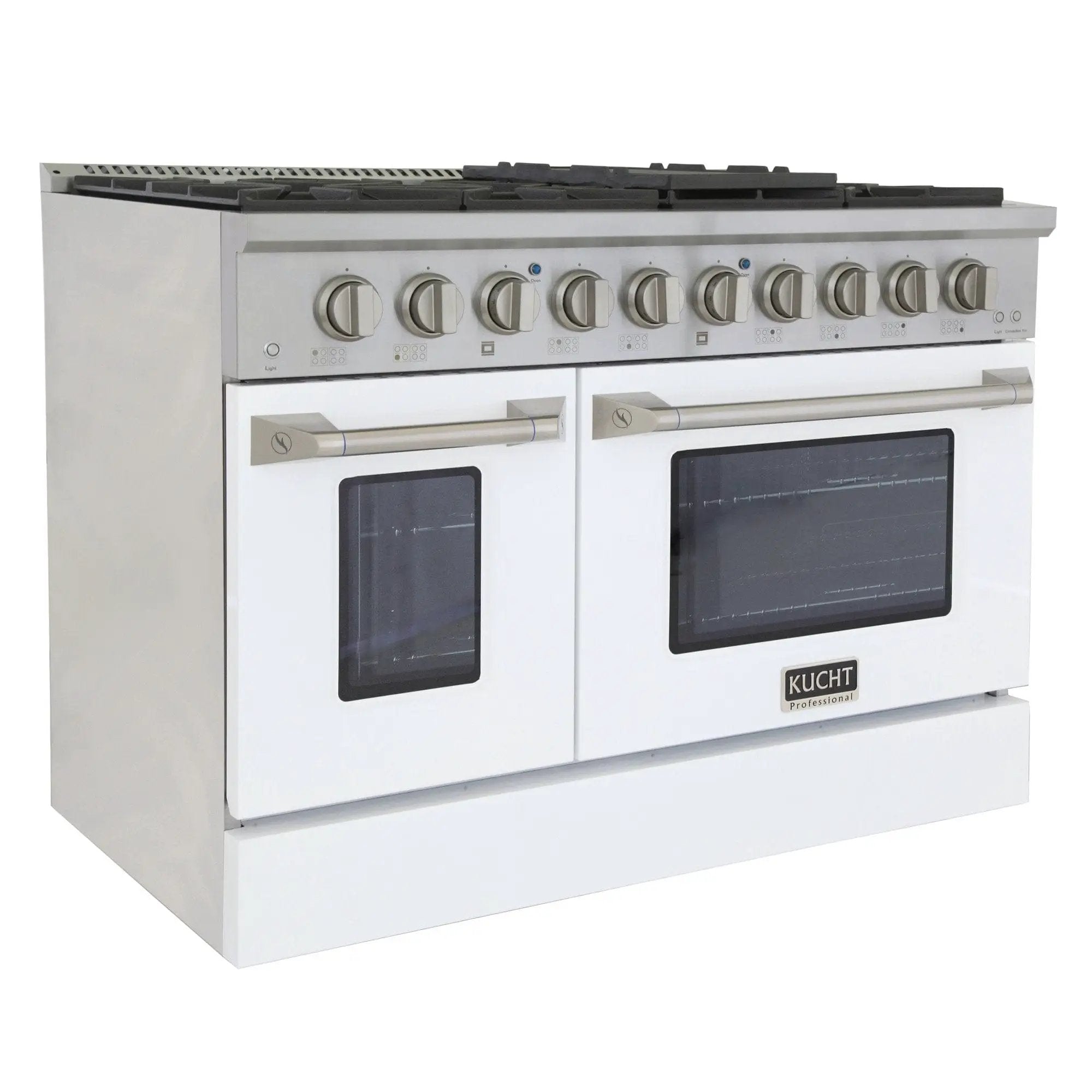 Kucht 48" Propane Range in Stainless Steel, White Doors, KNG481/LP-W by Farmhouse Kitchen and Bath