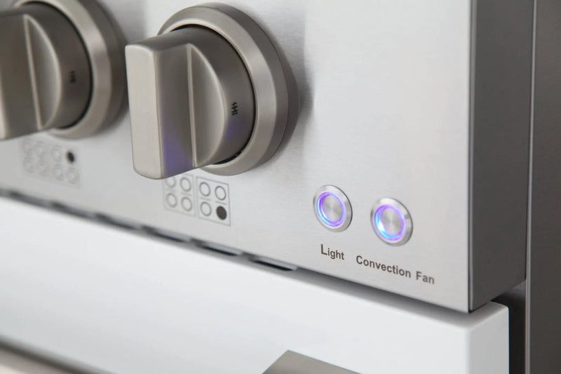 Kucht 48" Propane Range in Stainless Steel, White Doors, KNG481/LP-W by Farmhouse Kitchen and Bath
