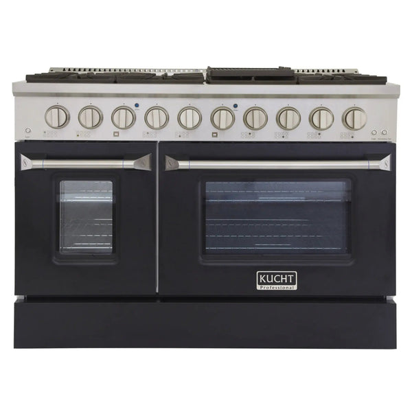 Kucht 48" Propane Range, Stainless Steel, Black Doors, KNG481/LP-K, photo 2 of 22