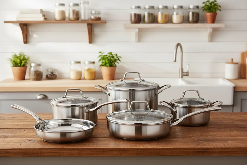 Kucht Culinary Professional 3-Ply Stainless 10 Piece Cookware Set, K16020 by Farmhouse Kitchen and Bath