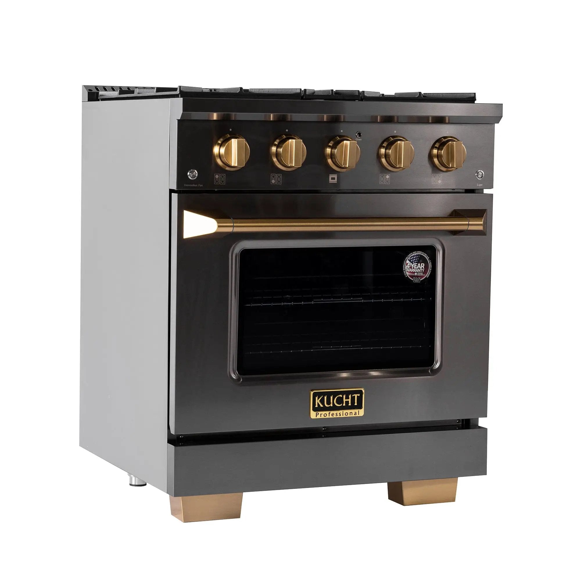 Kucht Gemstone Professional 30 in. 4.2 cu. ft. Natural Gas Range with Sealed Burners and Convection Oven in Titanium Stainless Steel KEG303 by Farmhouse Kitchen and Bath