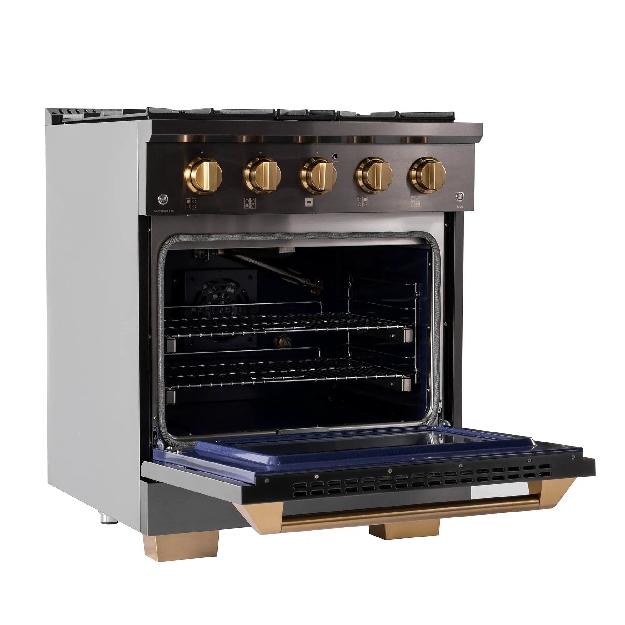 Kucht Gemstone Professional 30 in. 4.2 cu. ft. Natural Gas Range with Sealed Burners and Convection Oven in Titanium Stainless Steel KEG303 by Farmhouse Kitchen and Bath