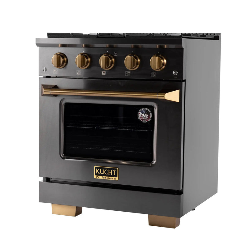 Kucht Gemstone Professional 30 in. 4.2 cu. ft. Natural Gas Range with Sealed Burners and Convection Oven in Titanium Stainless Steel KEG303 by Farmhouse Kitchen and Bath