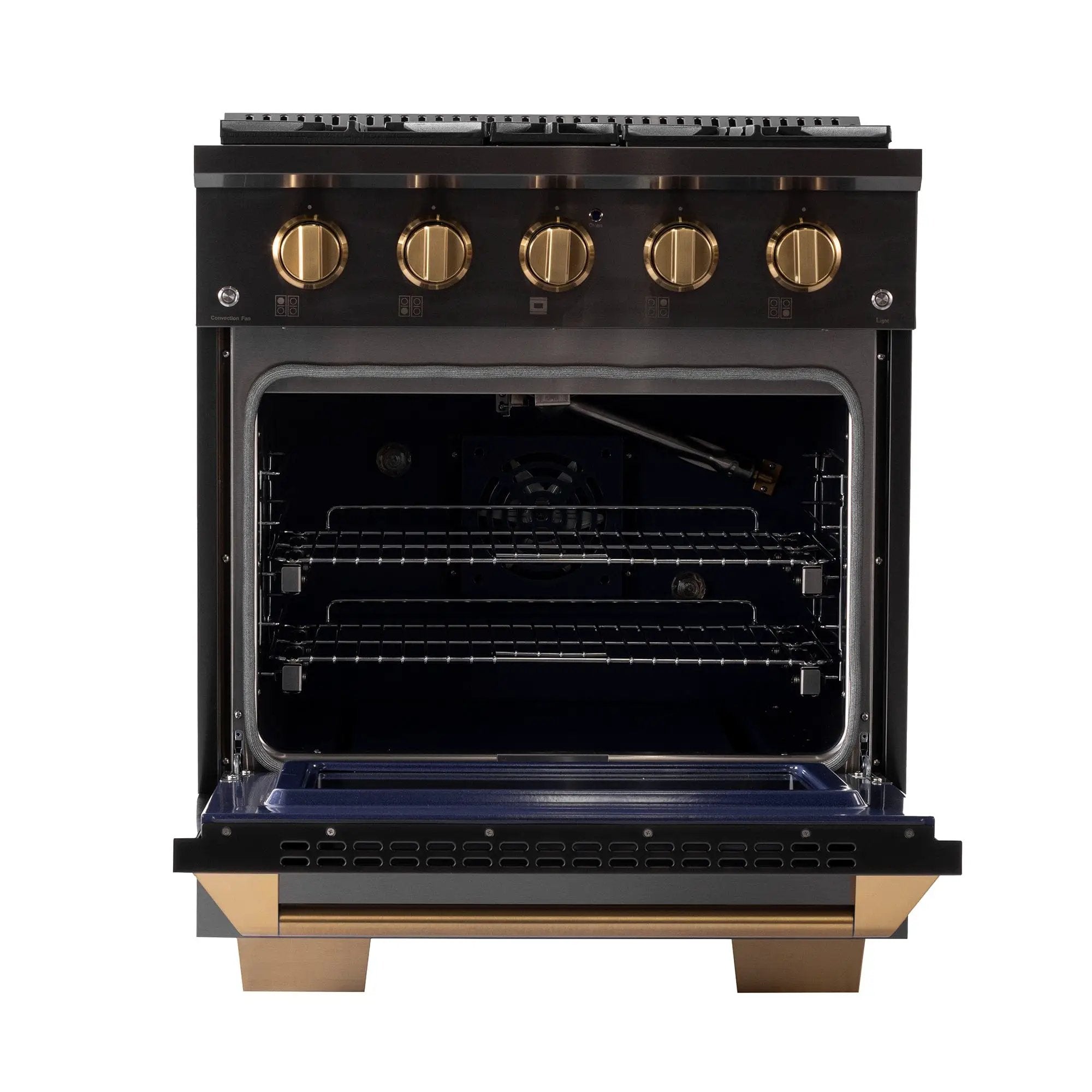 Kucht Gemstone Professional 30 in. 4.2 cu. ft. Propane Gas Range with Sealed Burners and Convection Oven in Titanium Stainless Steel KEG303/LP by Farmhouse Kitchen and Bath