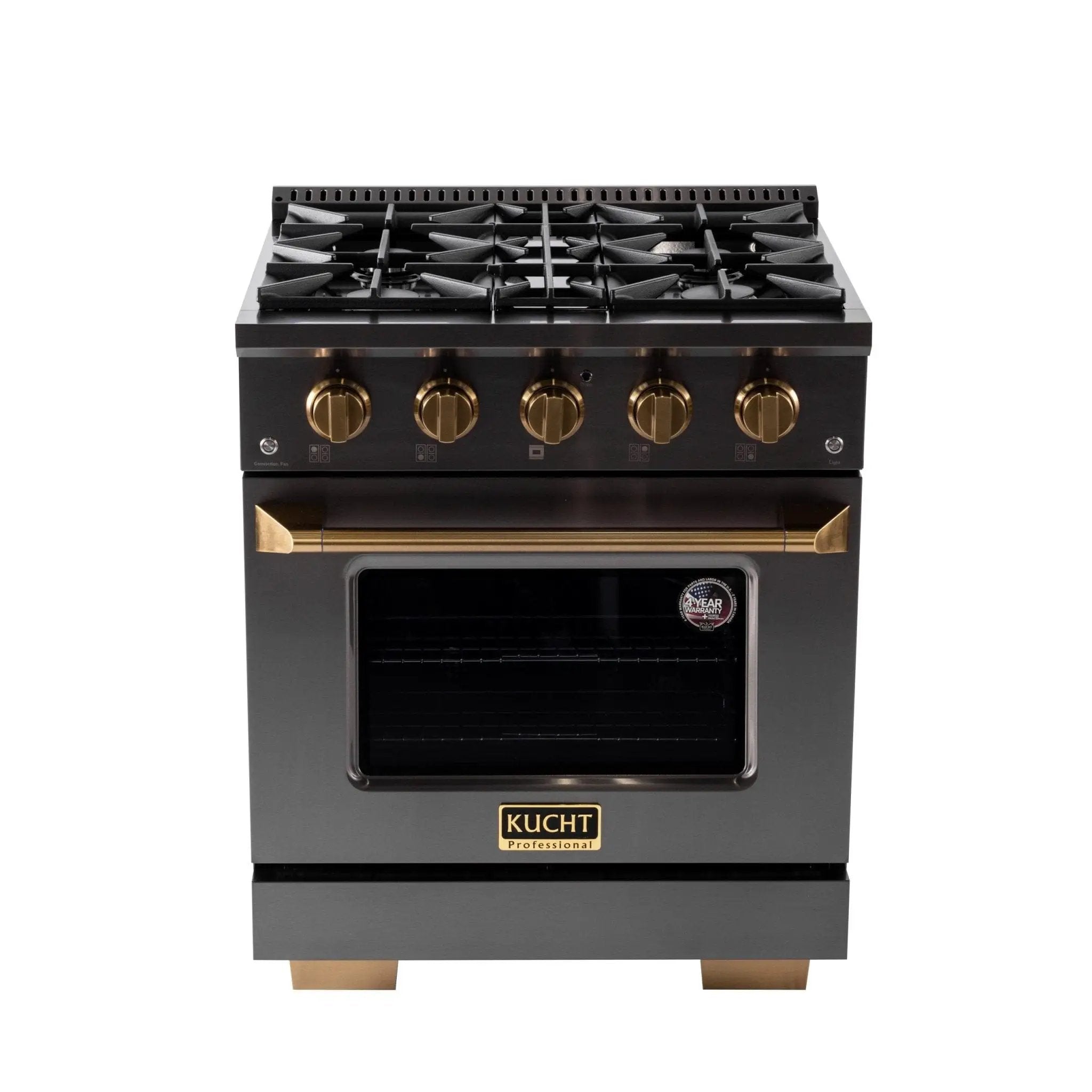 Kucht Gemstone Professional 30 in. 4.2 cu. ft. Propane Gas Range with Sealed Burners and Convection Oven in Titanium Stainless Steel KEG303/LP by Farmhouse Kitchen and Bath