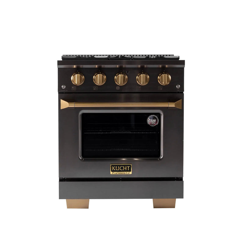 Kucht Gemstone Professional 30 in. 4.2 cu. ft. Propane Gas Range with Sealed Burners and Convection Oven in Titanium Stainless Steel KEG303/LP by Farmhouse Kitchen and Bath