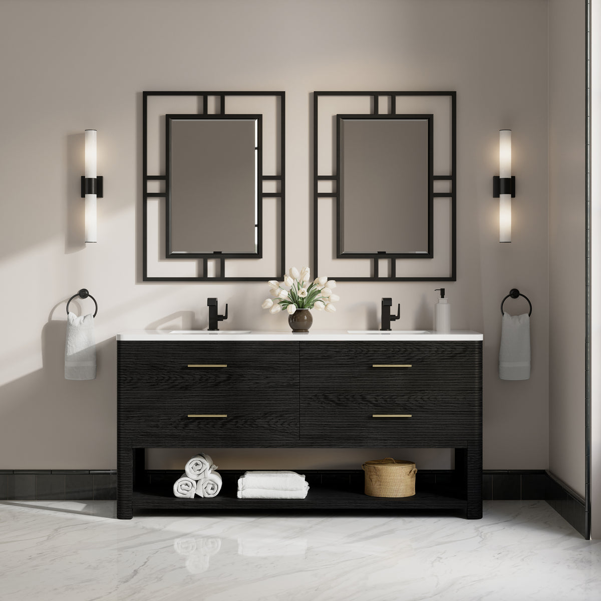 James Martin Lucian 72" Double Bathroom Vanity, Carbon Oak, view 20