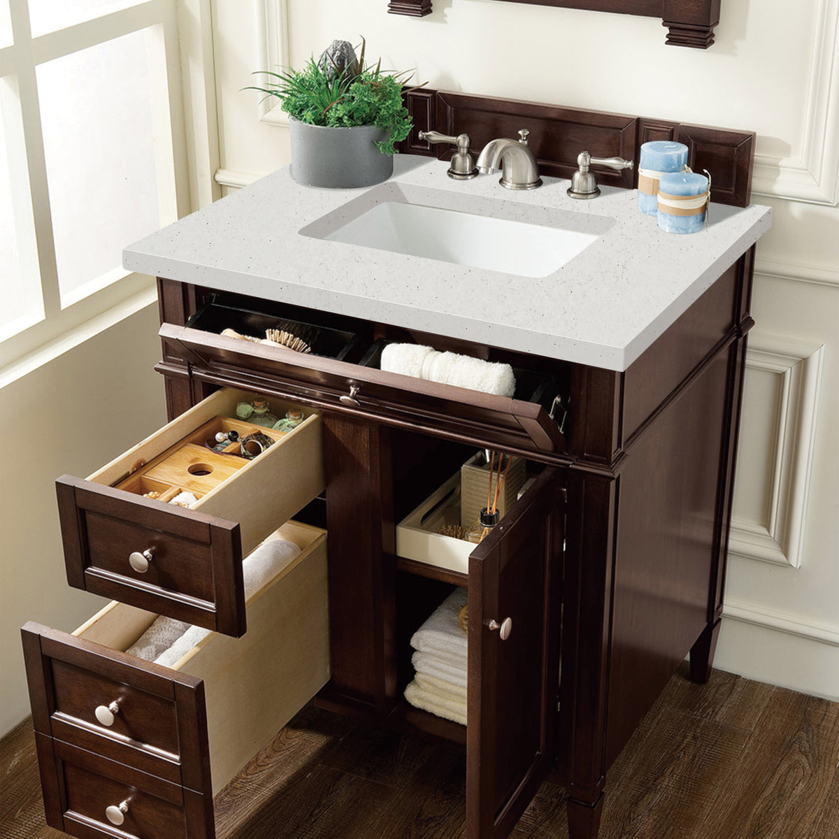 James Martin Brittany 30" Single Bathroom Vanity, Burnished Mahogany, view 19