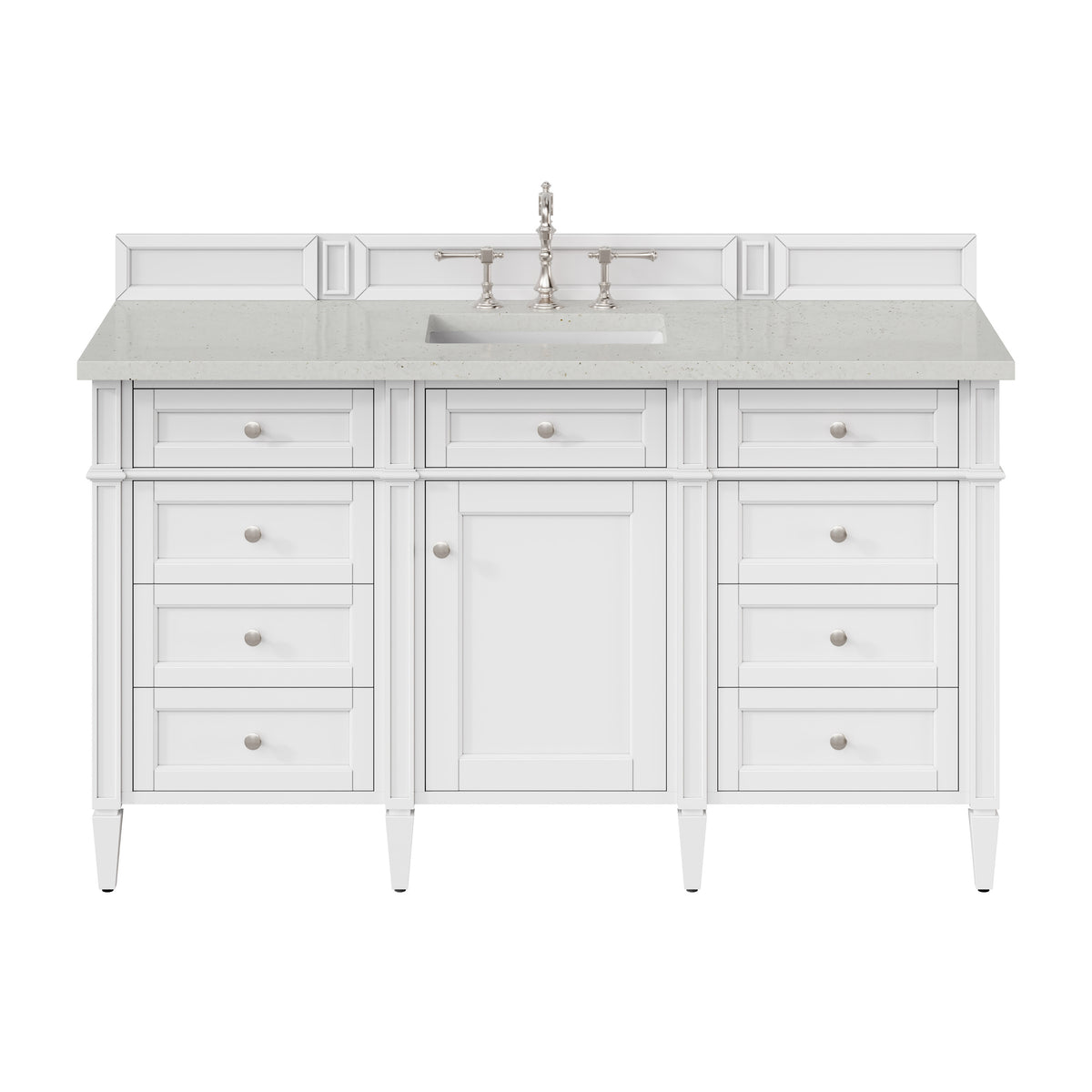 James Martin Brittany 60" Single Bathroom Vanity, Bright White with Lime Delight countertop