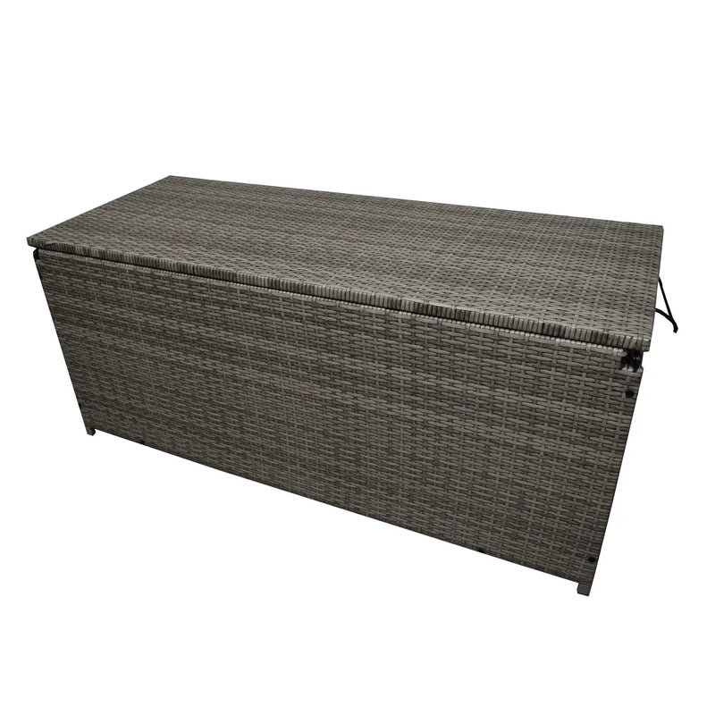 Grey Wicker Patio Deck Box with 113 Gallon Storage and Metal Frame by Sharicks