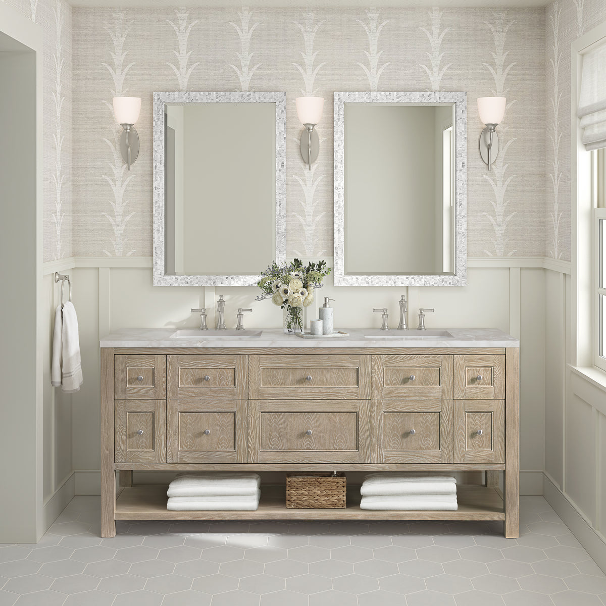 James Martin Breckenridge 72" Double Bathroom Vanity, Whitewashed Oak, view 34