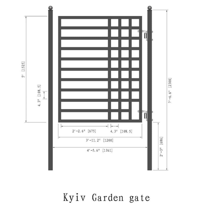 5FT Heavy-Duty Kyiv-Style Powder-Coated Galvanized Steel Pedestrian Gate (SAK45810) by SAKSBY WHOLESALE