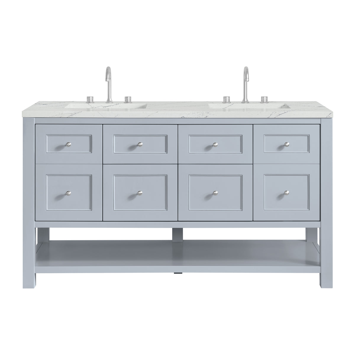 James Martin Breckenridge 60" Double Bathroom Vanity, Serenity Blue with Ethereal Noctis (FreePower) countertop