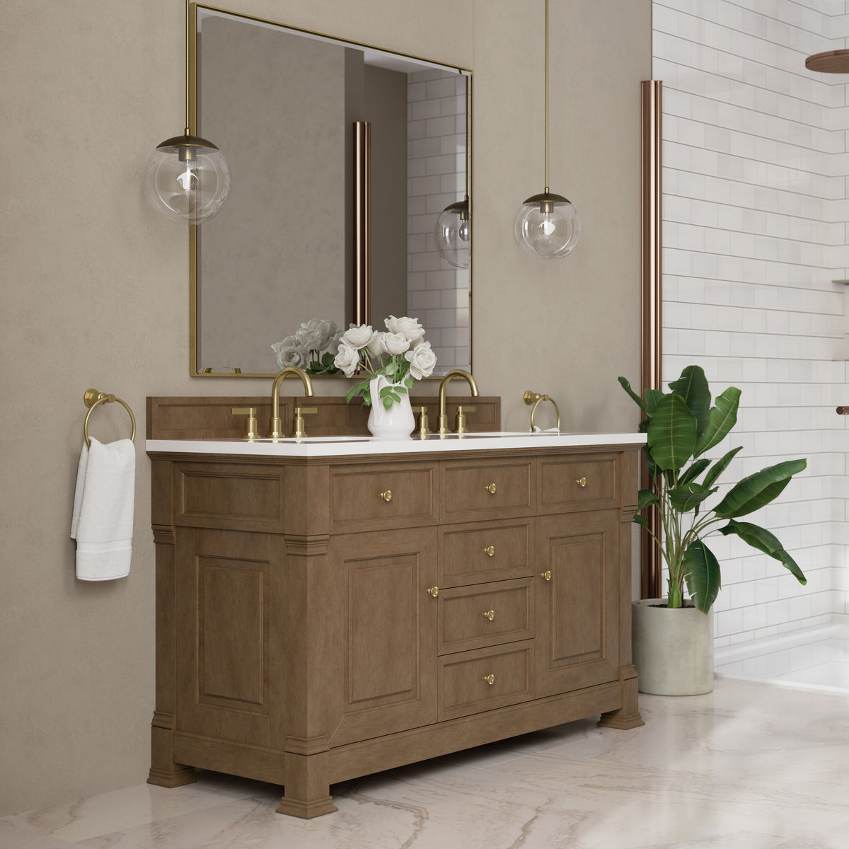 James Martin Brookfield 60" Double Bathroom Vanity, Pecan, view 25