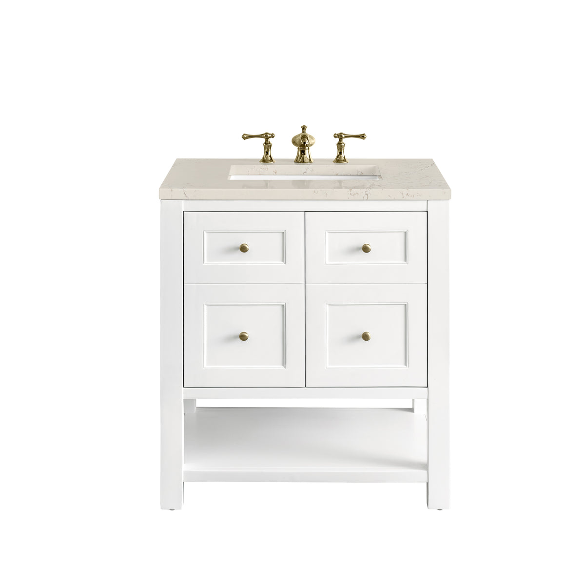 James Martin Breckenridge 30" Single Bathroom Vanity, Bright White with Siberian countertop