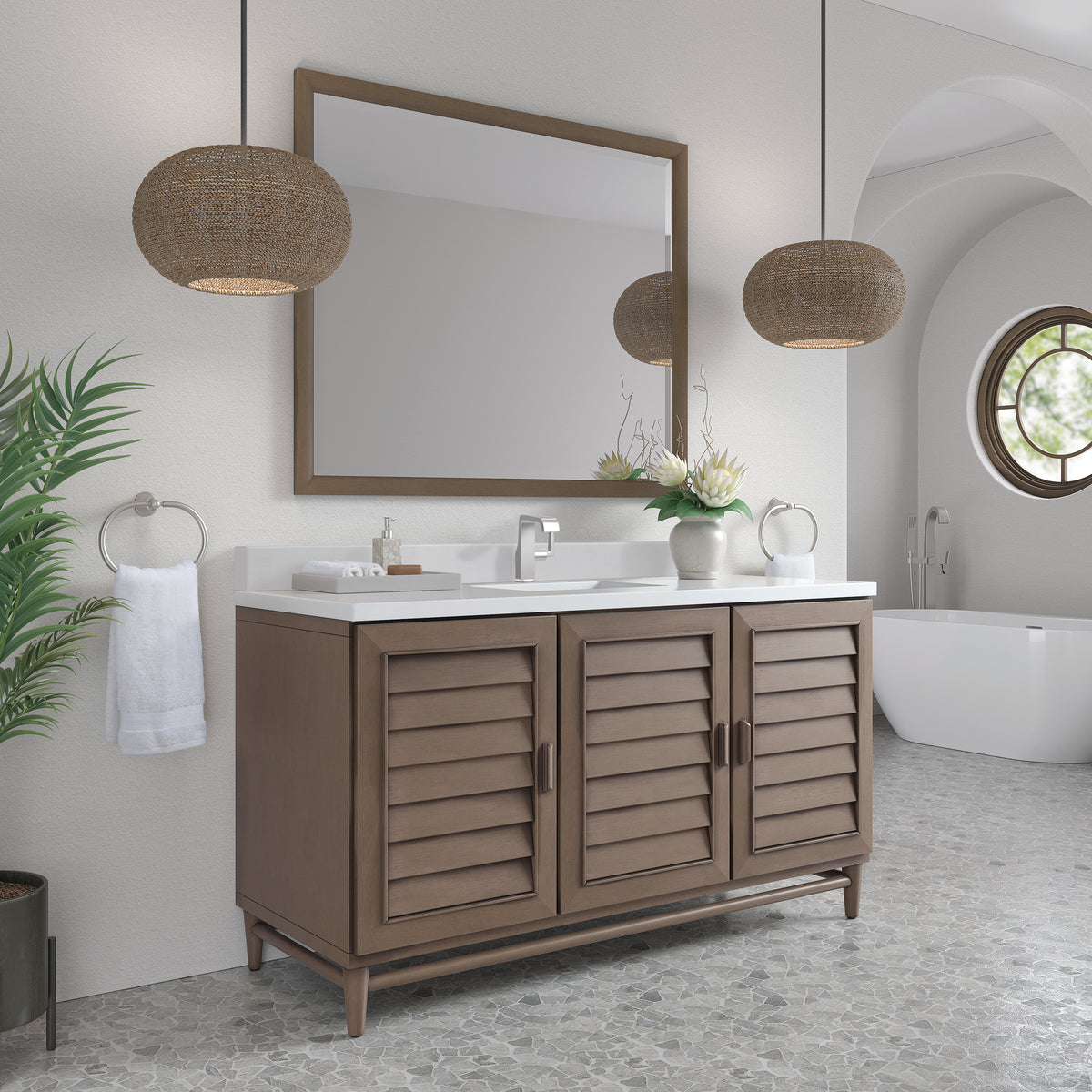 James Martin Portland 60" Single Bathroom Vanity, Whitewashed Walnut, view 40