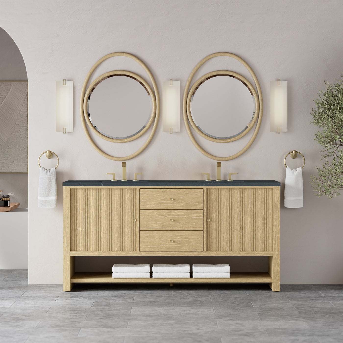 James Martin Marigot 72" Double Bathroom Vanity, Sunwashed Oak by James Martin