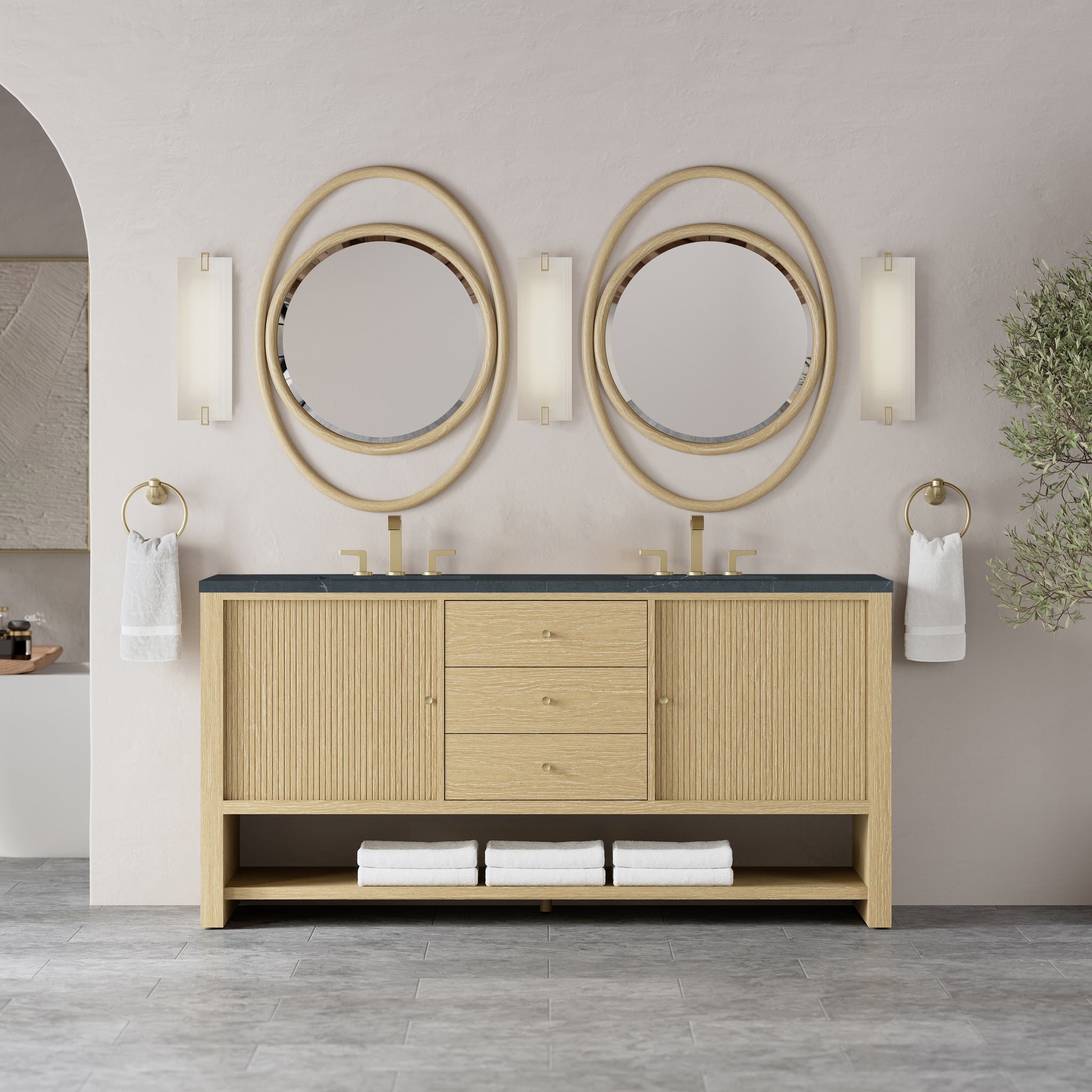 James Martin Marigot 72" Double Bathroom Vanity, Sunwashed Oak by James Martin