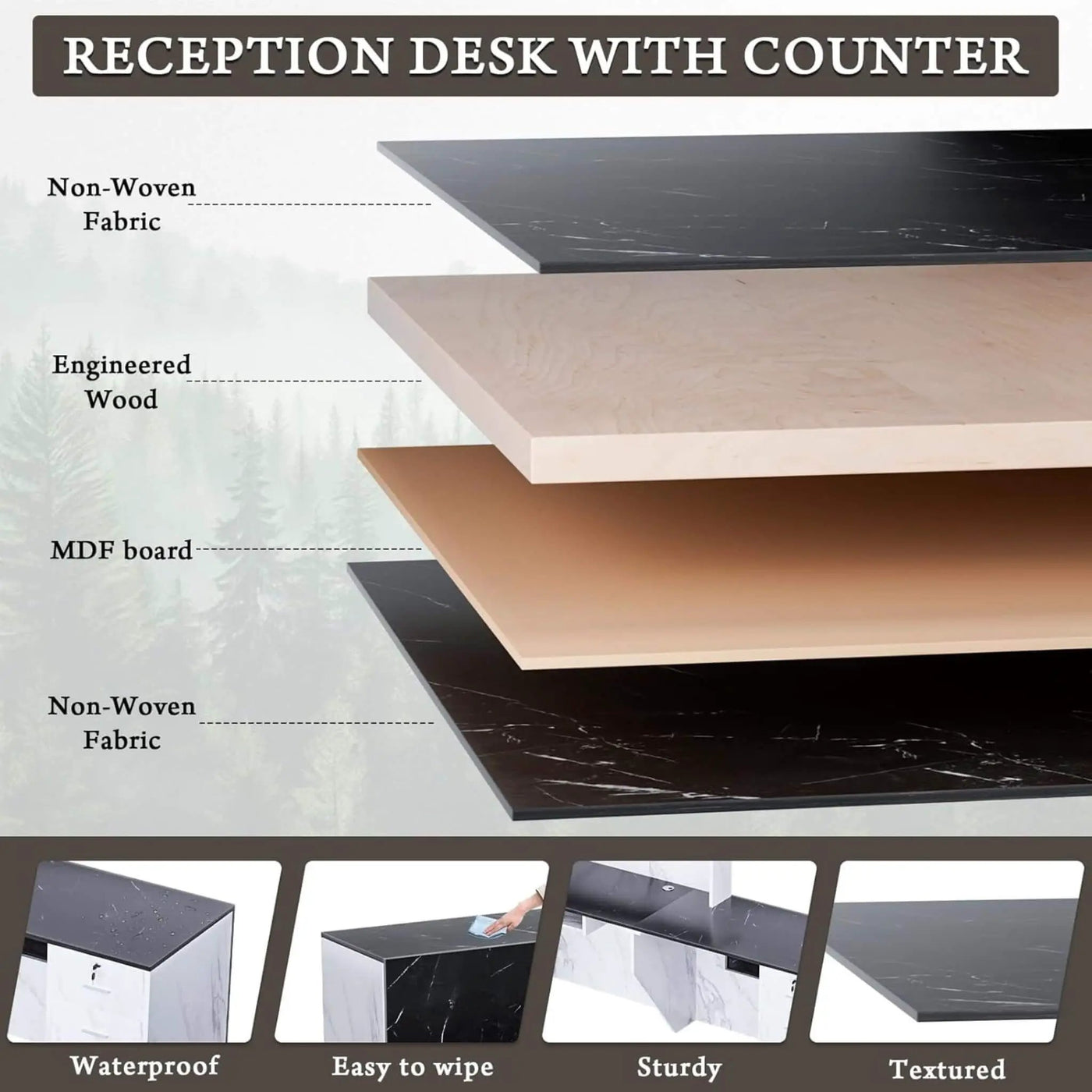 L-Shaped Modern Black And White Reception Desk With Lockable Drawers (SAK50729) by SAKSBY WHOLESALE