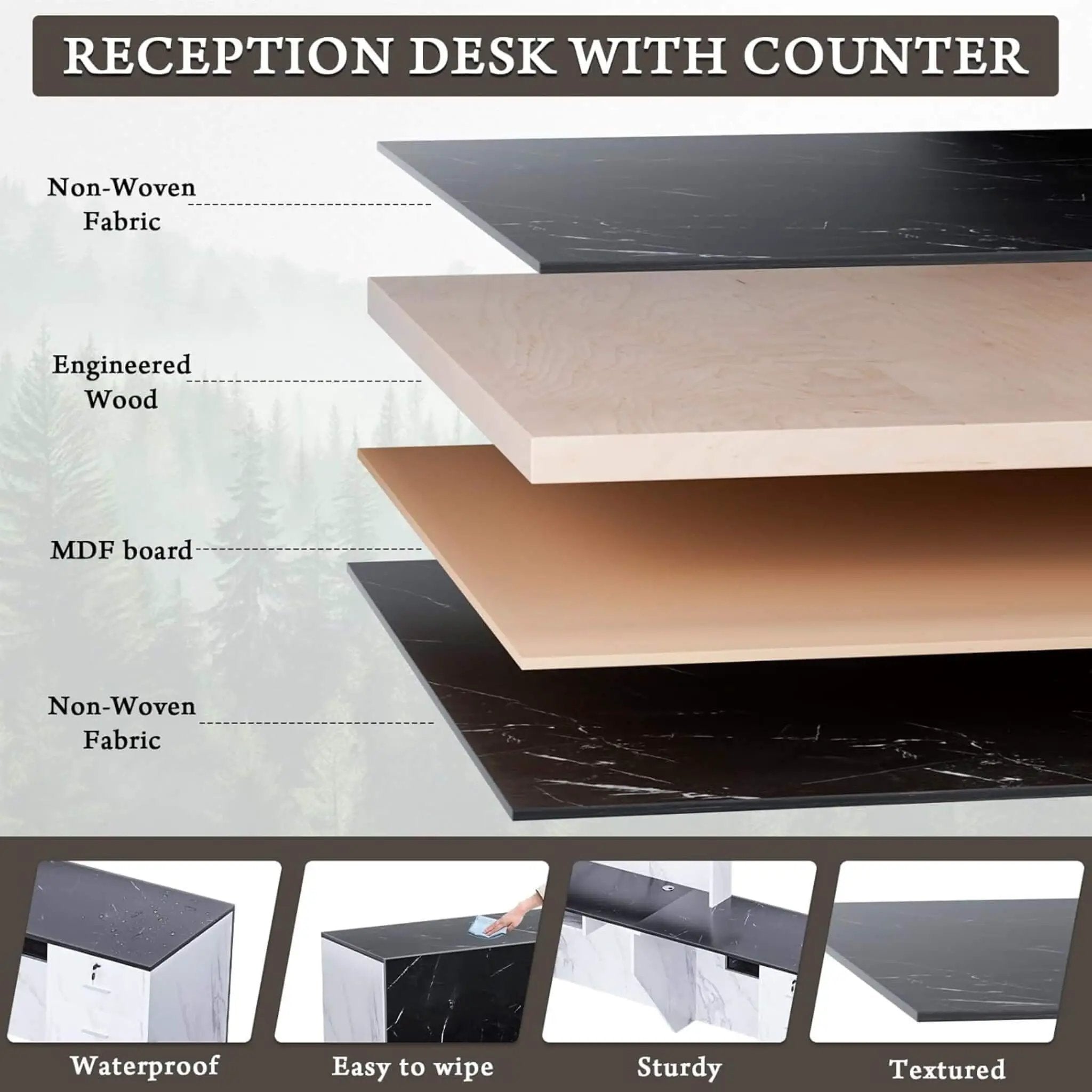 Velmor L-Shaped Modern Black And White Reception Desk With Lockable Drawers (SAK50729) by SAKSBY WHOLESALE