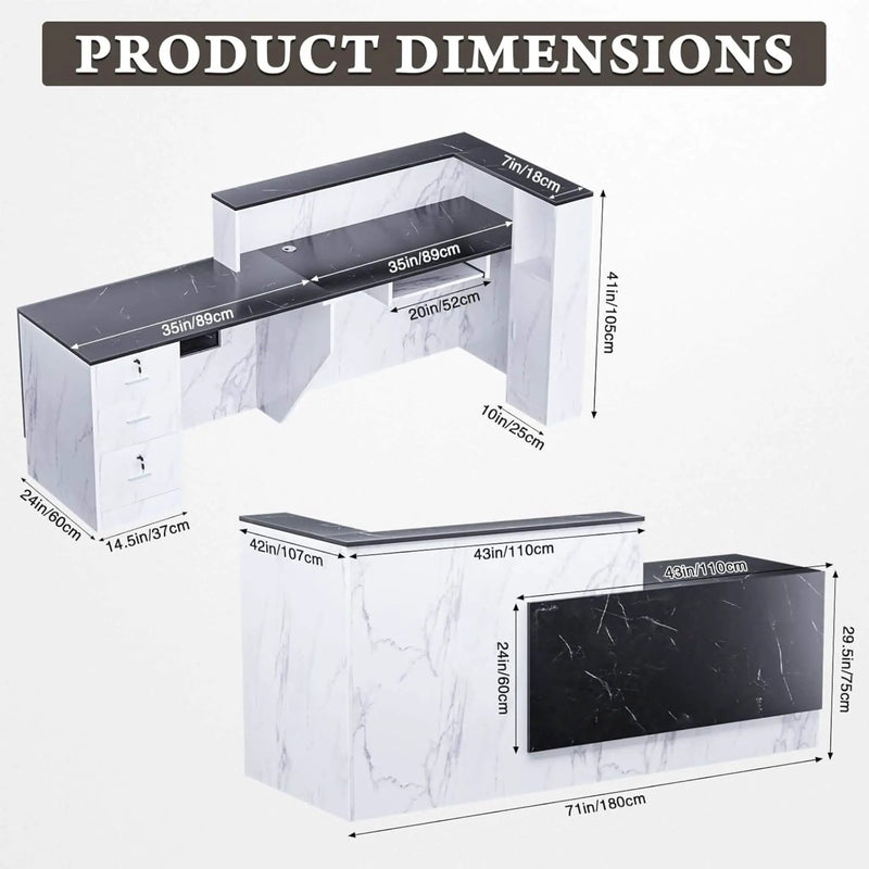 Velmor L-Shaped Modern Black And White Reception Desk With Lockable Drawers (SAK50729) by SAKSBY WHOLESALE