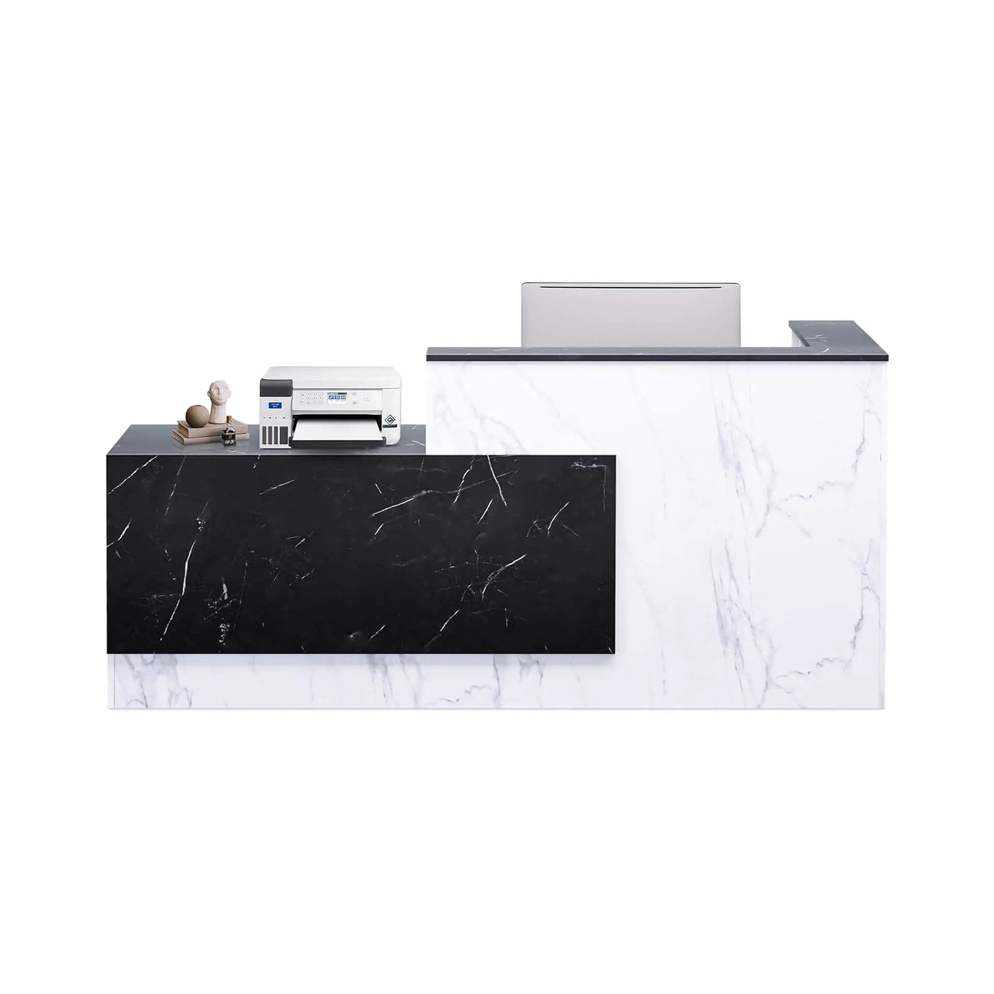 Velmor L-Shaped Modern Black And White Reception Desk With Lockable Drawers (SAK50729) by SAKSBY WHOLESALE