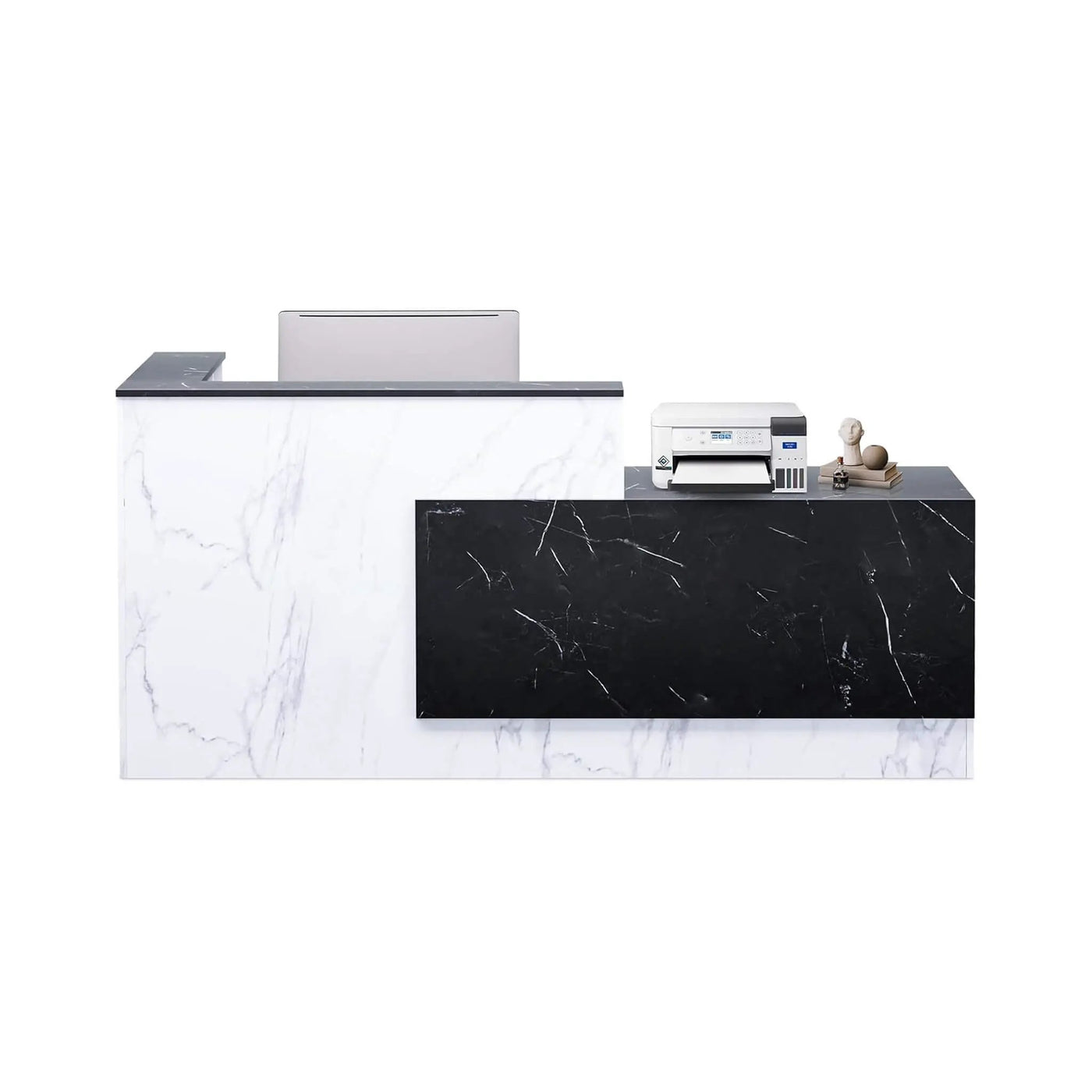 L-Shaped Modern Black And White Reception Desk With Lockable Drawers (SAK50729) by SAKSBY WHOLESALE