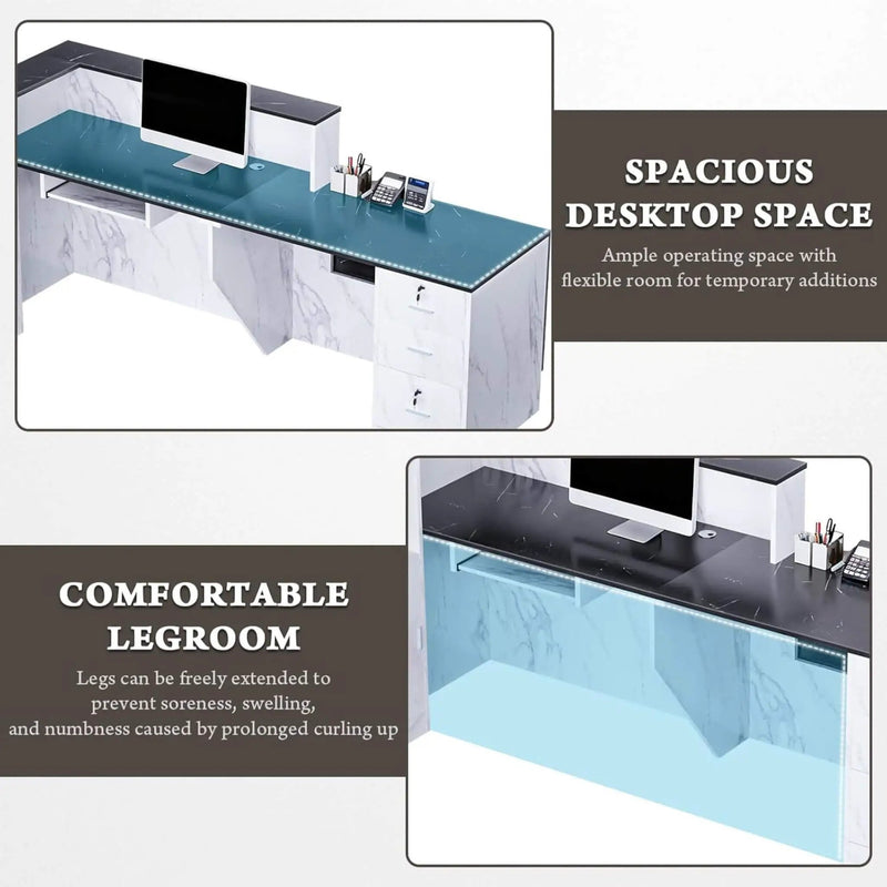 Velmor L-Shaped Modern Black And White Reception Desk With Lockable Drawers (SAK50729) by SAKSBY WHOLESALE