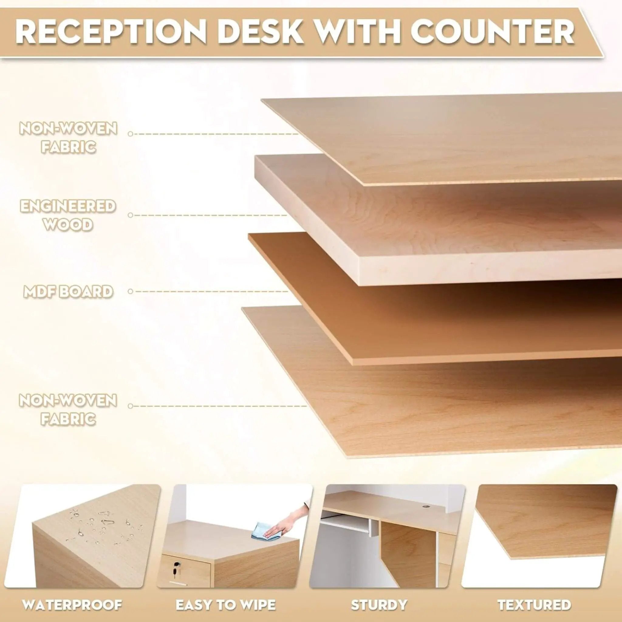 Velmor L-Shaped Modern Brown And White Reception Desk With Lockable Drawers (SAK26491) by SAKSBY WHOLESALE