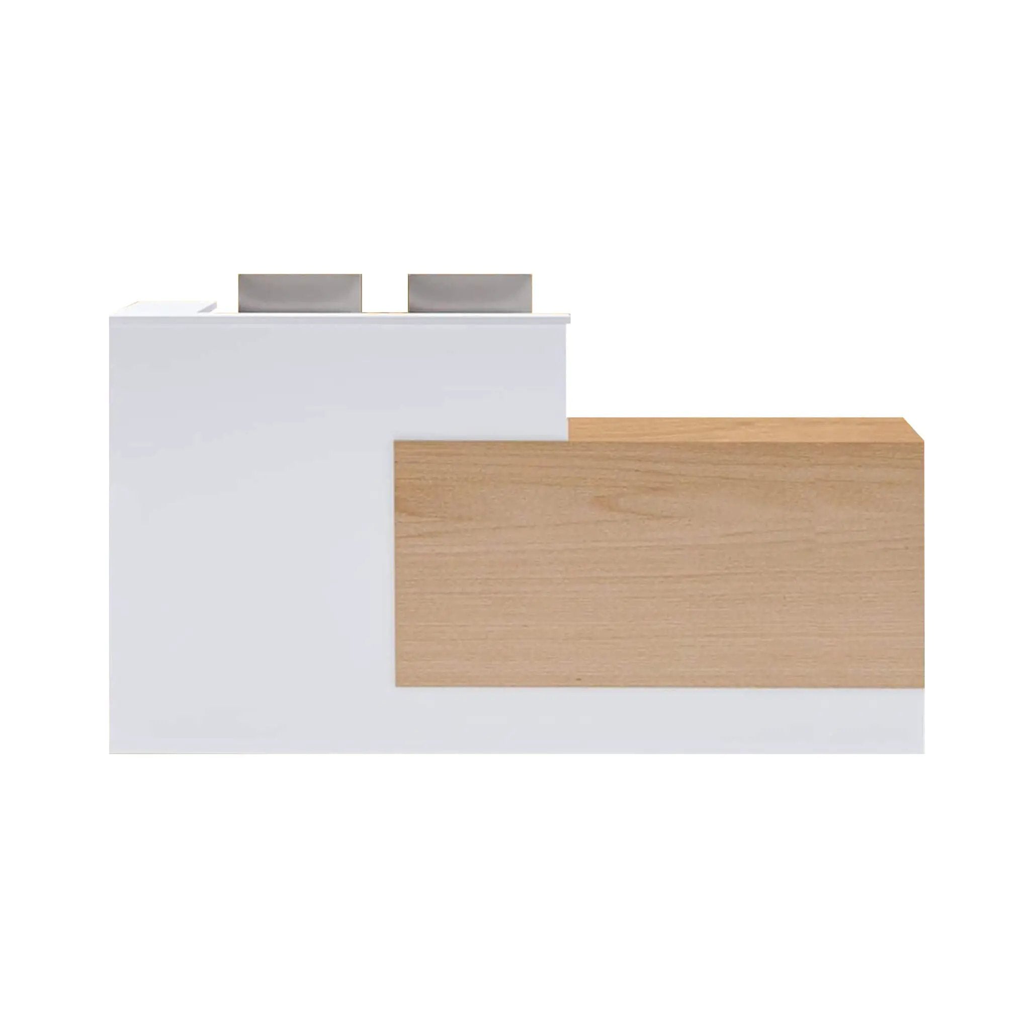 Velmor L-Shaped Modern Brown And White Reception Desk With Lockable Drawers (SAK26491) by SAKSBY WHOLESALE
