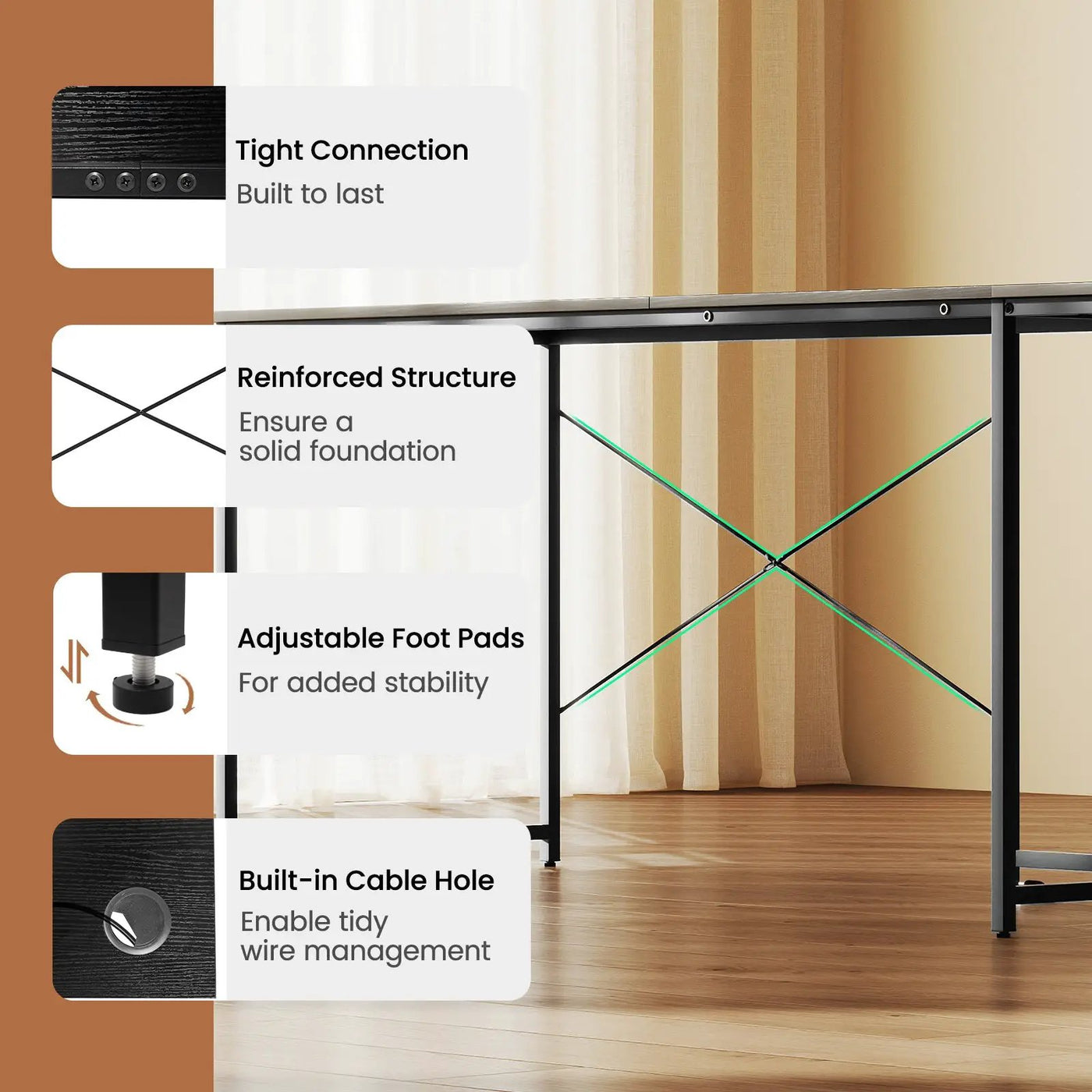 95 Inch 2-Person L-Shaped Long Reversible Computer Desk with Monitor Stand by DirectDeals