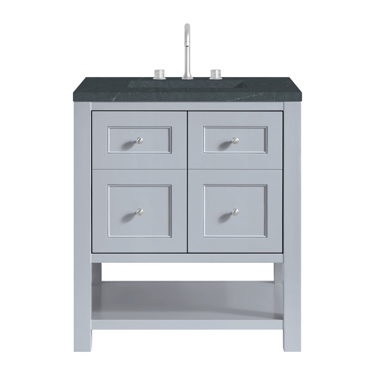 James Martin Breckenridge 30" Single Bathroom Vanity, Serenity Blue with Charcoal Soapstone countertop