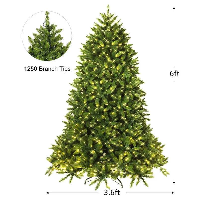 Premium Hinged Artificial Fir Christmas Tree with LED Lights by DirectDeals