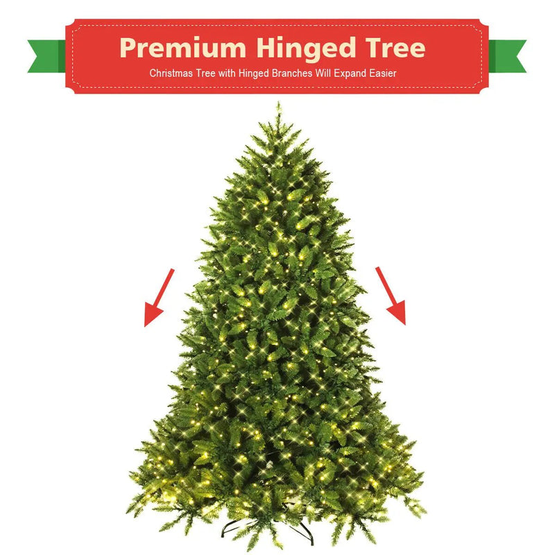 Premium Hinged Artificial Fir Christmas Tree with LED Lights by DirectDeals