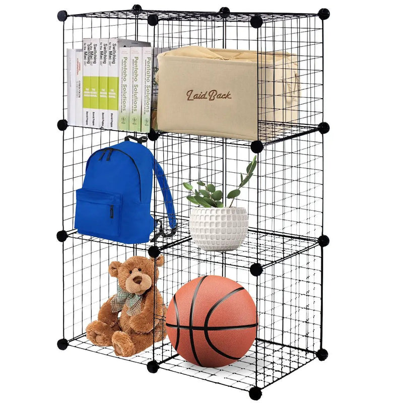DIY 6 Metal Wire Free Standing Modular Storage Cubes by DirectDeals