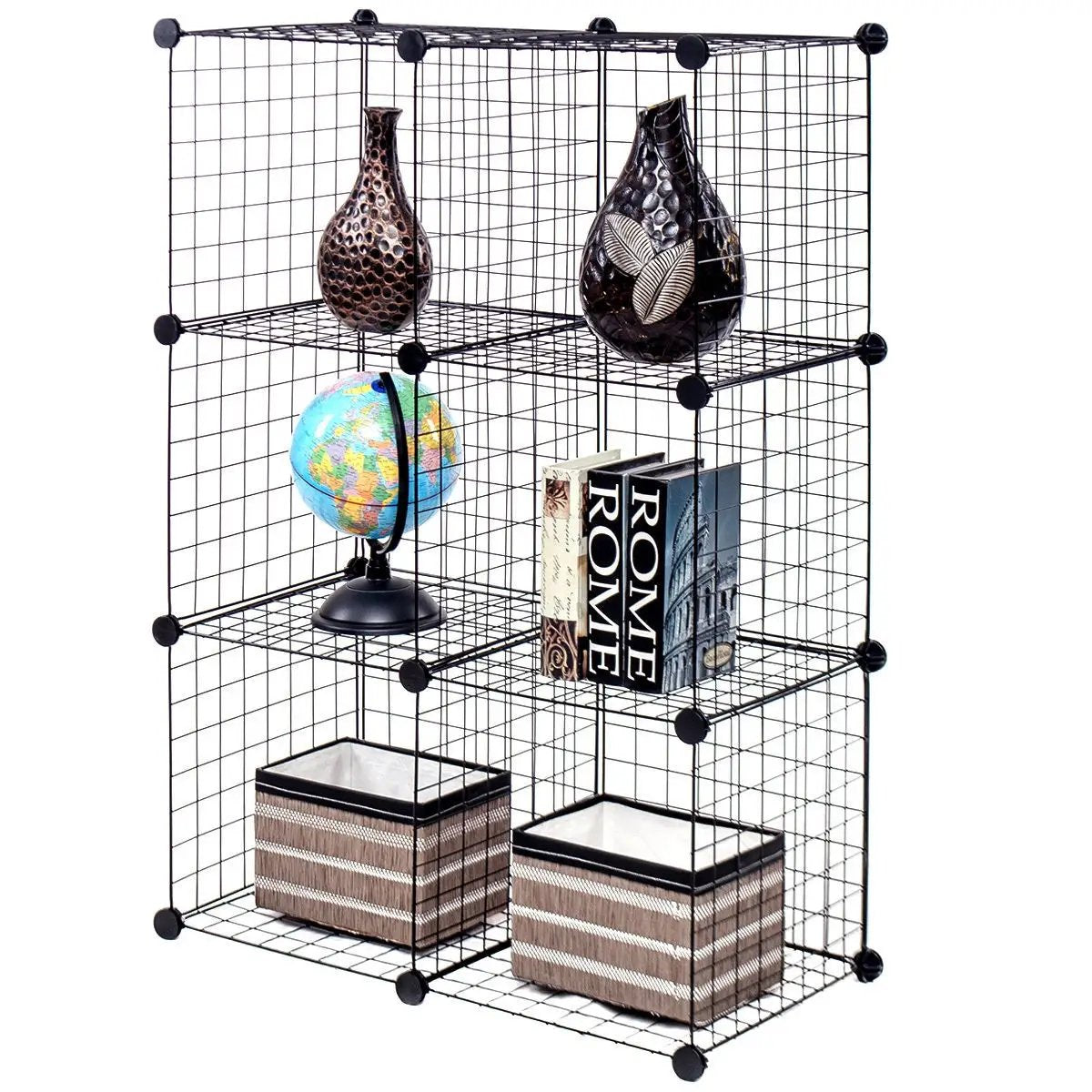 DIY 6 Metal Wire Free Standing Modular Storage Cubes by DirectDeals