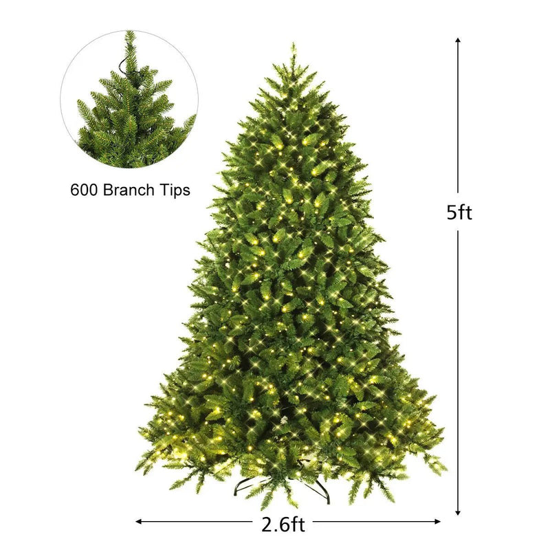 Premium Hinged Artificial Fir Christmas Tree with LED Lights by DirectDeals