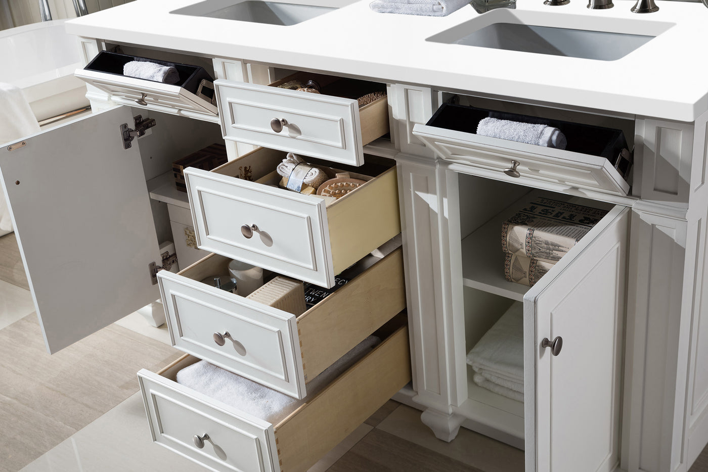James Martin Bristol 60" Double Bathroom Vanity, Bright White by James Martin