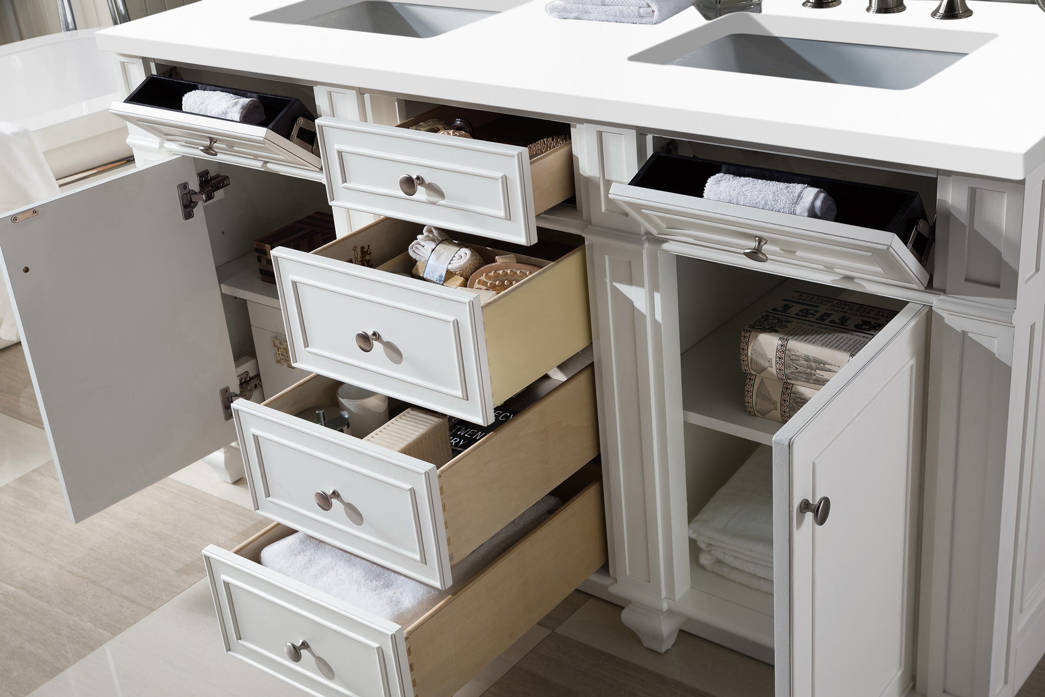 James Martin Bristol 60" Double Bathroom Vanity, Bright White by James Martin