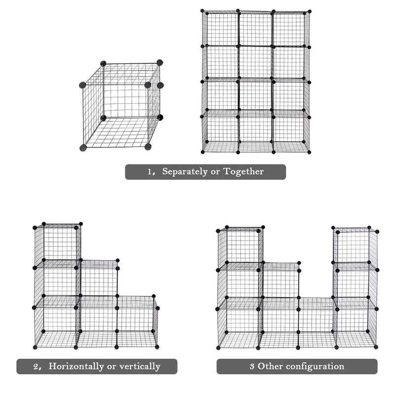 DIY 6 Metal Wire Free Standing Modular Storage Cubes by DirectDeals