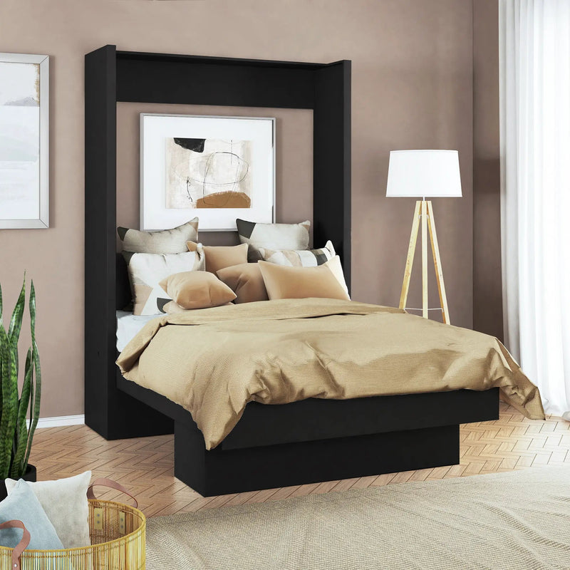 Easy-Lift Full Murphy Wall Bed in Black with Shelf by Sharicks
