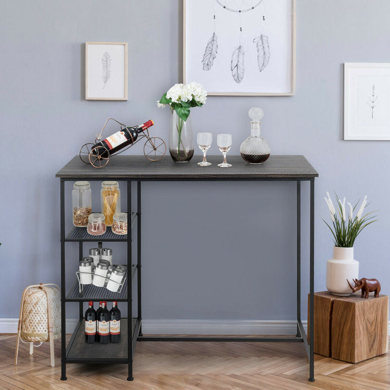 Industrial Dining Bar Pub Table with Metal Frame and Storage Shelves by DirectDeals