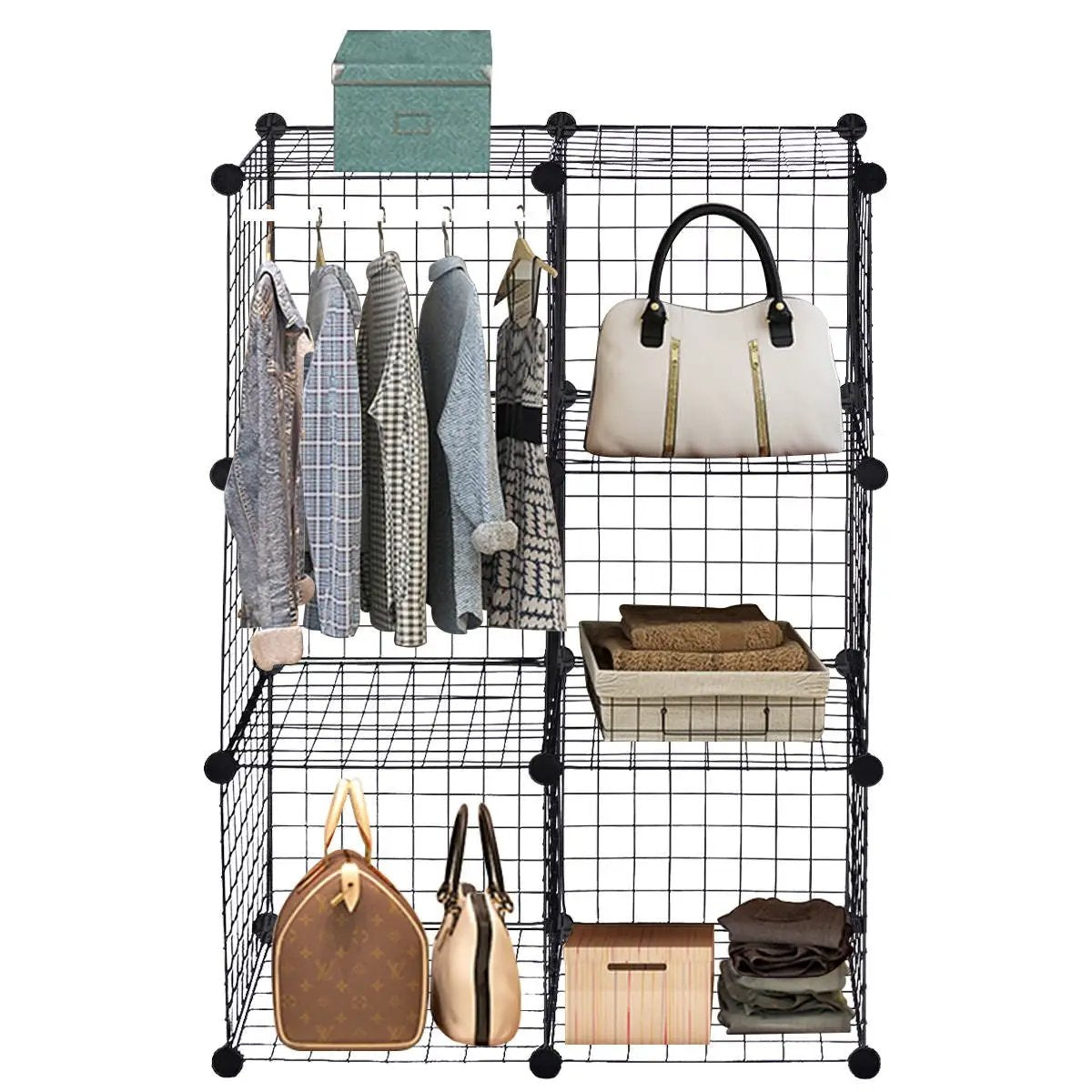 DIY 6 Metal Wire Free Standing Modular Storage Cubes by DirectDeals