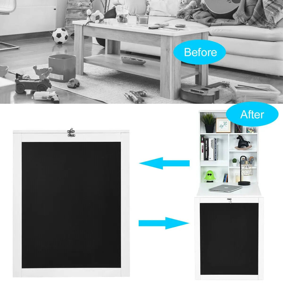 Convertible Wall Mounted Table with A Chalkboard by DirectDeals