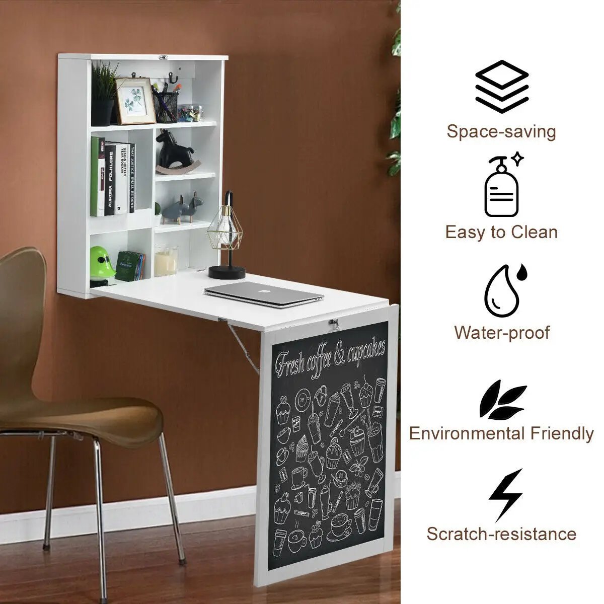 Convertible Wall Mounted Table with A Chalkboard by DirectDeals