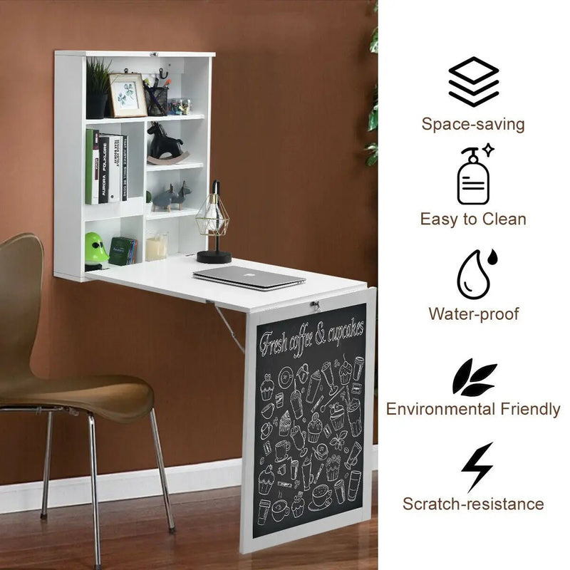 Convertible Wall Mounted Table with A Chalkboard by DirectDeals