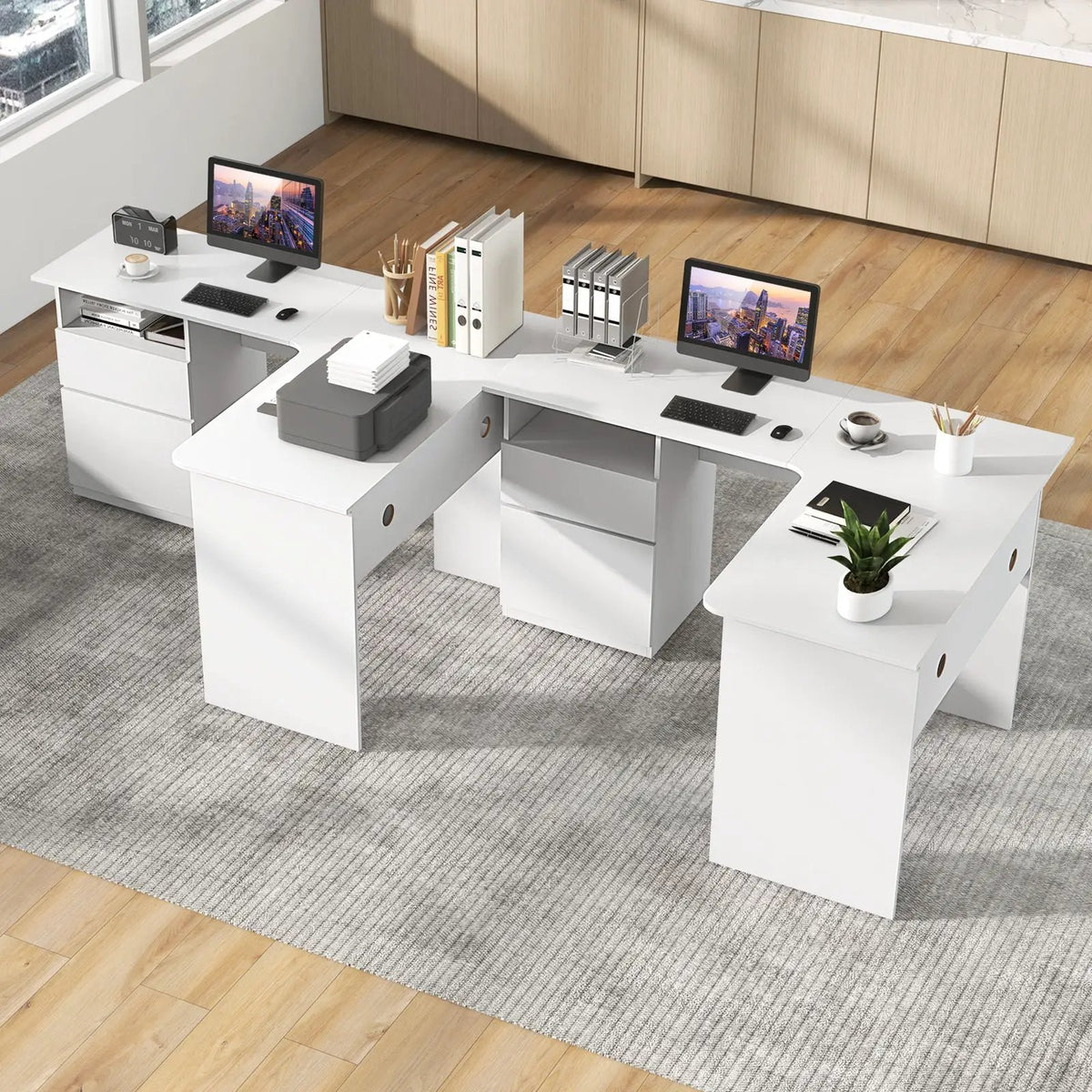 L-Shaped Computer Desk with Letter File Drawer by DirectDeals
