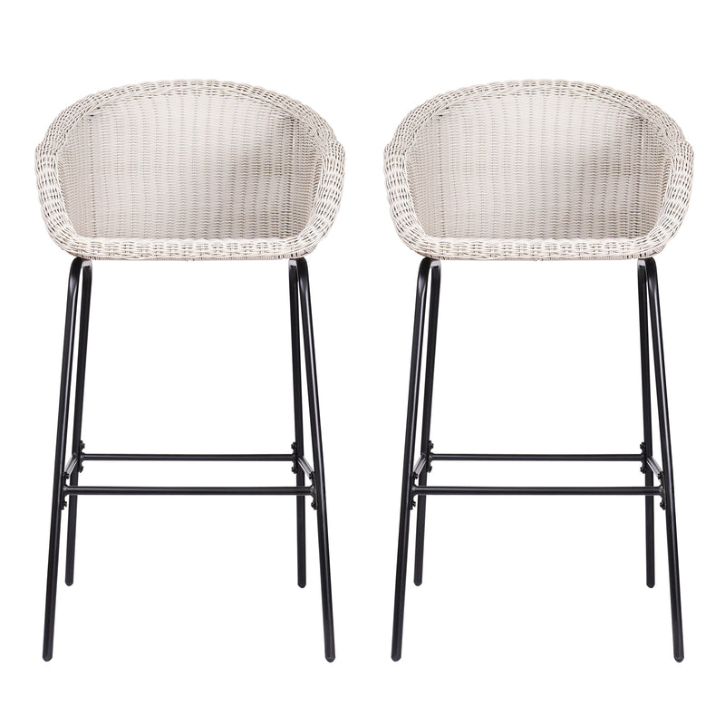 Ladd Outdoor Metal Wicker Barstool Set of 2