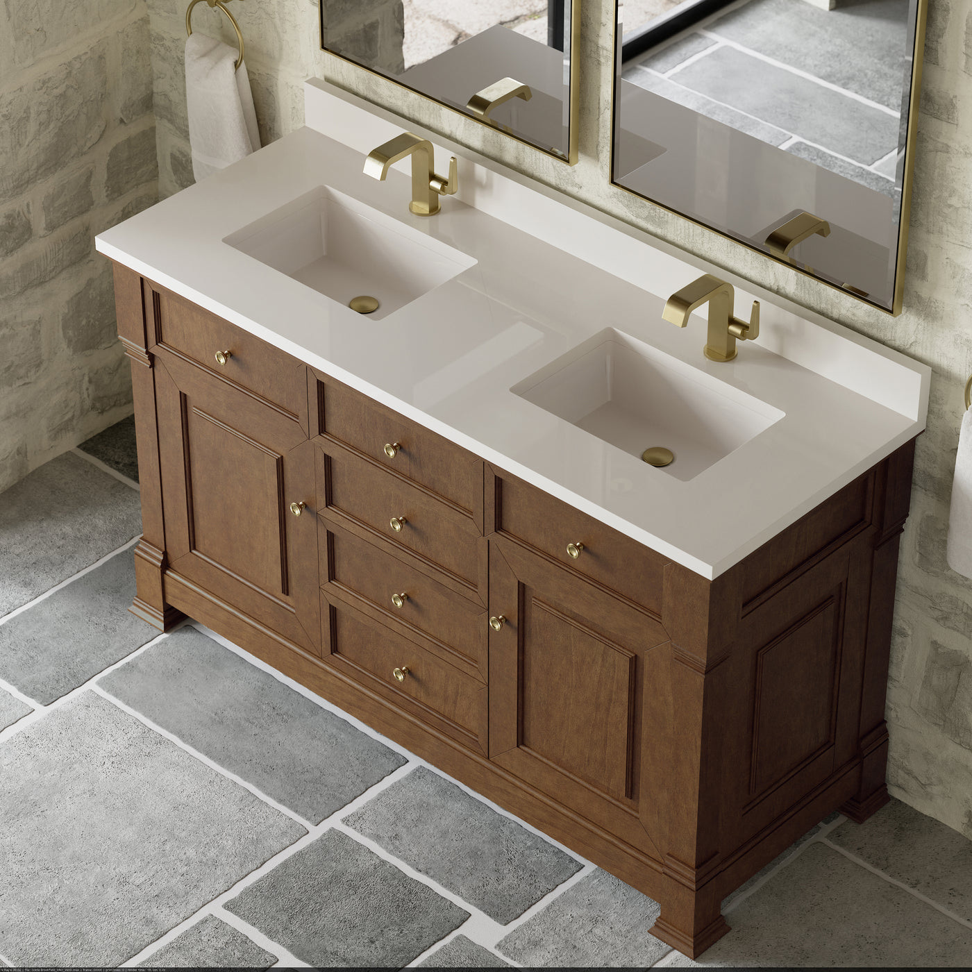 James Martin Brookfield 60" Double Bathroom Vanity, Honey Oak by James Martin